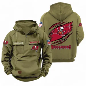 Tampa Bay Buccaneers NFL Tactical Quarter Zip Hoodie NFL72011525680, Gift For Fan Tampa Bay Buccaneers - Army Green