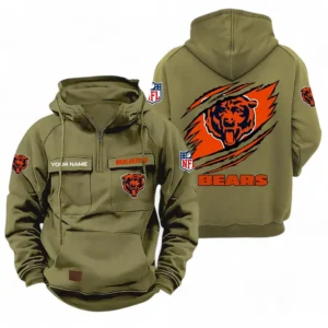 Chicago Bears NFL Tactical Quarter Zip Hoodie NFL72011525681, Gift For Fan Chicago Bears - Army Green