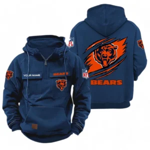 Chicago Bears NFL Tactical Quarter Zip Hoodie NFL72011525681, Gift For Fan Chicago Bears - Dark Blue