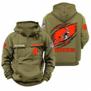 Cleveland Browns NFL Tactical Quarter Zip Hoodie NFL72011525682, Gift For Fan Cleveland Browns - Army Green