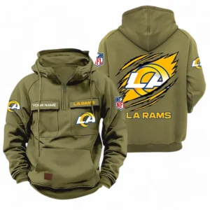 Los Angeles Rams NFL Tactical Quarter Zip Hoodie NFL72011525684, Gift For Fan Los Angeles Rams - Army Green