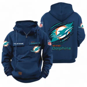 Miami Dolphins NFL Tactical Quarter Zip Hoodie NFL72011525685, Gift For Fan Miami Dolphins - Dark Blue