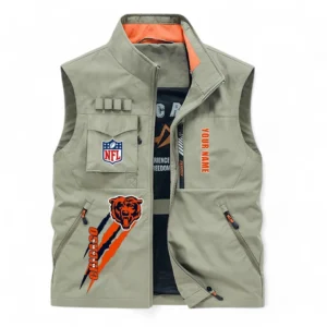 Chicago Bears NFL Outdoor Sleeveless Vest NFL75011525338, Gift For Fan Chicago Bears - Khaki