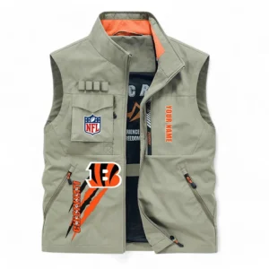 Cincinnati Bengals NFL Outdoor Sleeveless Vest NFL75011525339, Gift For Fan Cincinnati Bengals - Khaki