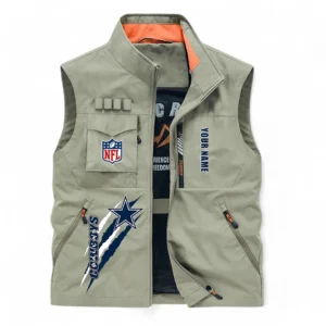Dallas Cowboys NFL Outdoor Sleeveless Vest NFL75011525341, Gift For Fan Dallas Cowboys - Khaki