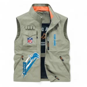Detroit Lions NFL Outdoor Sleeveless Vest NFL75011525343, Gift For Fan Detroit Lions - Khaki