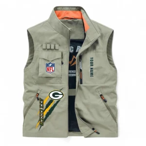 Green Bay Packers NFL Outdoor Sleeveless Vest NFL75011525344, Gift For Fan Green Bay Packers - Khaki