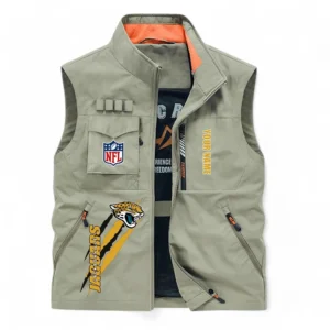 Jacksonville Jaguars NFL Outdoor Sleeveless Vest NFL75011525347, Gift For Fan Jacksonville Jaguars - Khaki