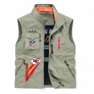 Kansas City Chiefs NFL Outdoor Sleeveless Vest NFL75011525348, Gift For Fan Kansas City Chiefs - Khaki