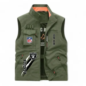 Las Vegas Raiders NFL Outdoor Sleeveless Vest NFL75011525349, Gift For Fan Las Vegas Raiders - Army Green
