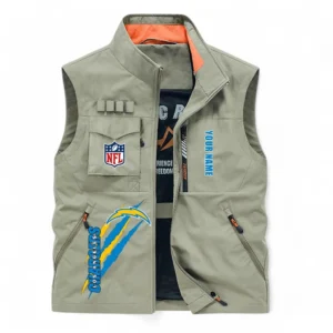 Los Angeles Chargers NFL Outdoor Sleeveless Vest NFL75011525350, Gift For Fan Los Angeles Chargers - Khaki