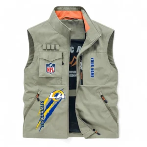 Los Angeles Rams NFL Outdoor Sleeveless Vest NFL75011525351, Gift For Fan Los Angeles Rams - Khaki