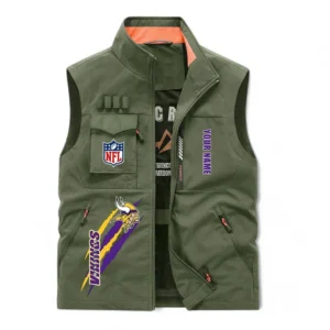 Minnesota Vikings NFL Outdoor Sleeveless Vest NFL75011525353, Gift For Fan Minnesota Vikings - Army Green