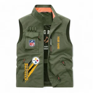 Pittsburgh Steelers NFL Outdoor Sleeveless Vest NFL75011525359, Gift For Fan Pittsburgh Steelers - Army Green