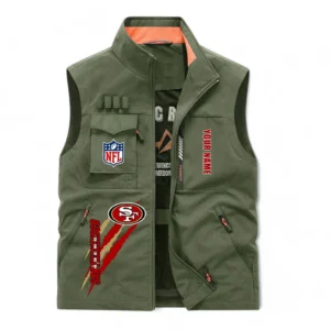 San Francisco 49ers NFL Outdoor Sleeveless Vest NFL75011525360, Gift For Fan San Francisco 49ers - Army Green