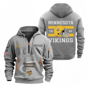 Minnesota Vikings NFL Hoodie Half Zipper NFL78011625250, Gift For Fan Minnesota Vikings - Gray