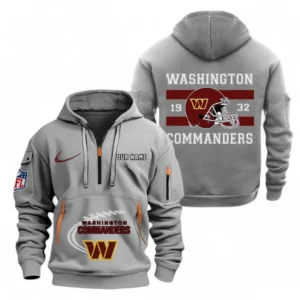 Washington Commanders NFL Hoodie Half Zipper NFL78011625253, Gift For Fan Washington Commanders - Gray