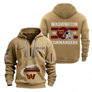Washington Commanders NFL Hoodie Half Zipper NFL78011625253, Gift For Fan Washington Commanders - Khaki