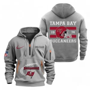Tampa Bay Buccaneers NFL Hoodie Half Zipper NFL78011625255, Gift For Fan Tampa Bay Buccaneers - Gray