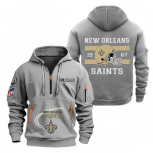 New Orleans Saints NFL Hoodie Half Zipper NFL78011625256, Gift For Fan New Orleans Saints - Gray
