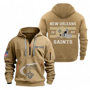 New Orleans Saints NFL Hoodie Half Zipper NFL78011625256, Gift For Fan New Orleans Saints - Khaki