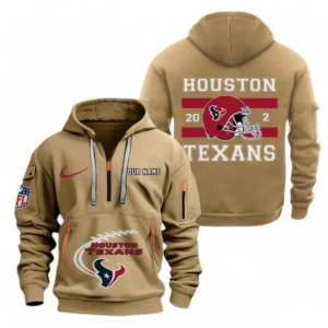 Houston Texans NFL Hoodie Half Zipper NFL78011625257, Gift For Fan Houston Texans - Khaki