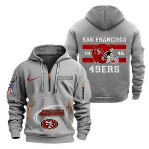 San Francisco 49ers NFL Hoodie Half Zipper NFL78011625259, Gift For Fan San Francisco 49ers - Gray