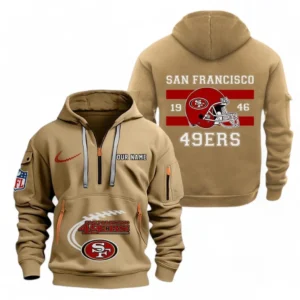 San Francisco 49ers NFL Hoodie Half Zipper NFL78011625259, Gift For Fan San Francisco 49ers - Khaki