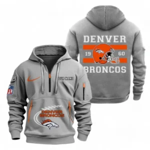 Denver Broncos NFL Hoodie Half Zipper NFL78011625262, Gift For Fan Denver Broncos - Gray