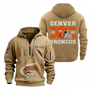 Denver Broncos NFL Hoodie Half Zipper NFL78011625262, Gift For Fan Denver Broncos - Khaki