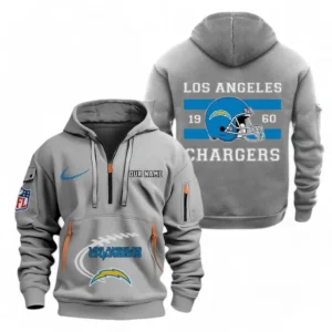 Los Angeles Chargers NFL Hoodie Half Zipper NFL78011625263, Gift For Fan Los Angeles Chargers - Gray