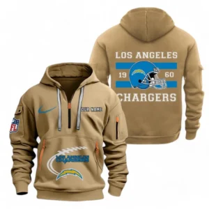 Los Angeles Chargers NFL Hoodie Half Zipper NFL78011625263, Gift For Fan Los Angeles Chargers - Khaki