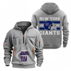 New York Giants NFL Hoodie Half Zipper NFL78011625264, Gift For Fan New York Giants - Gray