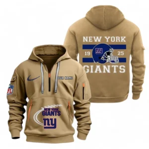 New York Giants NFL Hoodie Half Zipper NFL78011625264, Gift For Fan New York Giants - Khaki