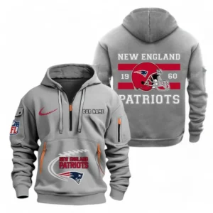 New England Patriots NFL Hoodie Half Zipper NFL78011625265, Gift For Fan New England Patriots - Gray