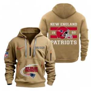New England Patriots NFL Hoodie Half Zipper NFL78011625265, Gift For Fan New England Patriots - Khaki