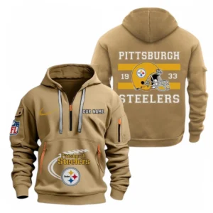 Pittsburgh Steelers NFL Hoodie Half Zipper NFL78011625270, Gift For Fan Pittsburgh Steelers - Khaki