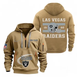 Las Vegas Raiders NFL Hoodie Half Zipper NFL78011625271, Gift For Fan Las Vegas Raiders - Khaki