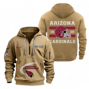 Arizona Cardinals NFL Hoodie Half Zipper NFL78011625272, Gift For Fan Arizona Cardinals - Khaki