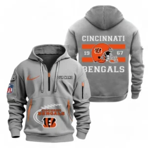 Cincinnati Bengals NFL Hoodie Half Zipper NFL78011625274, Gift For Fan Cincinnati Bengals - Gray