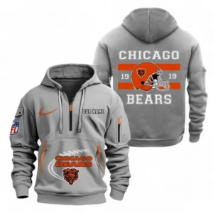 Chicago Bears NFL Hoodie Half Zipper NFL78011625275, Gift For Fan Chicago Bears - Gray