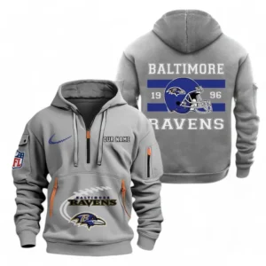 Baltimore Ravens NFL Hoodie Half Zipper NFL78011625276, Gift For Fan Baltimore Ravens - Gray