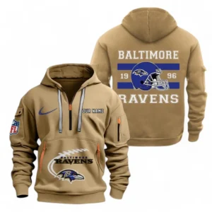 Baltimore Ravens NFL Hoodie Half Zipper NFL78011625276, Gift For Fan Baltimore Ravens - Khaki