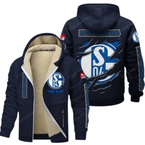 FC Schalke 04 Bundesliga Lamb Fleece Thick Coat SPO017038, Gift For Fan FC Schalke 04 - Navy