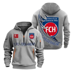 FC Heidenheim Bundesliga Hoodie Half Zipper SPO038009, Gift For Fan FC Heidenheim - Light Gray