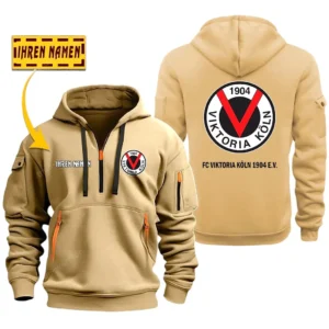 FC Viktoria Koln  Bundesliga Hoodie Half Zipper SPO048011, Gift For Fan FC Viktoria Koln  - Khaki