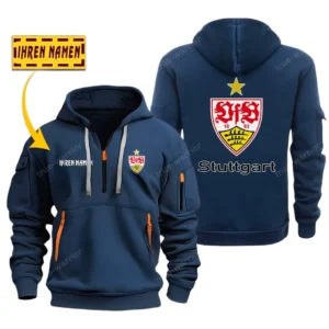 VfB Stuttgart Bundesliga Hoodie Half Zipper SPO048012, Gift For Fan VfB Stuttgart - Navy