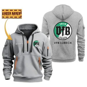 VfB L?beck   Bundesliga Hoodie Half Zipper SPO048014, Gift For Fan VfB L?beck   - Gray