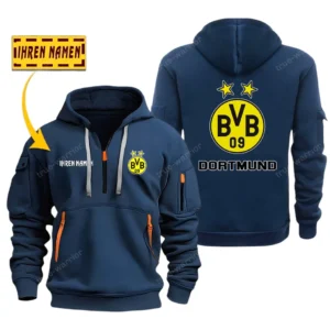Borussia Dortmund Bundesliga Hoodie Half Zipper SPO048020, Gift For Fan Borussia Dortmund - Navy