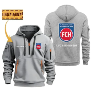 FC Heidenheim Bundesliga Hoodie Half Zipper SPO048038, Gift For Fan FC Heidenheim - Gray